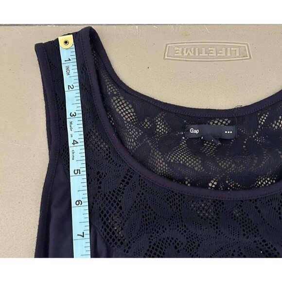 Gap Women's Navy Blue Maxi Dress with Lace Top Large  and Very Long - Picture 5 of 9
